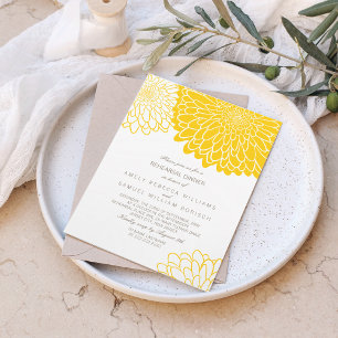 Witte Gele Chrysanthemum Eenvoudig Proefdiner Kaart