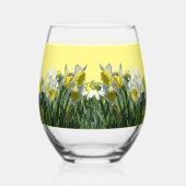 Witte gele Daffodils Cust. Tekst Wijnglas Wijnglas Zonder Voet (Achterkant)