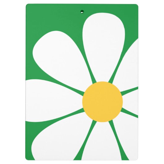 Witte & Gele Daisy Bloem op Kelly Groen Klembord (Achterkant)