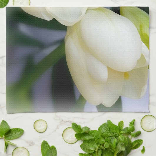 witte gele diepte theedoek (Gevouwen)