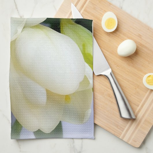 witte gele diepte theedoek (Quarter Fold)