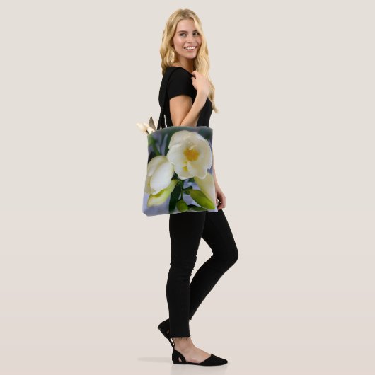 witte gele diepte tote bag (Op model)