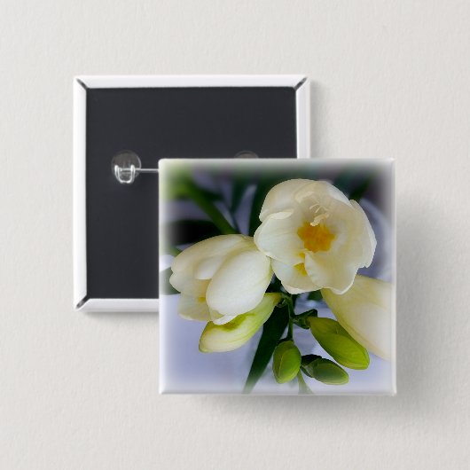 witte gele diepte vierkante button 5,1 cm (Voorkant /achterkant)