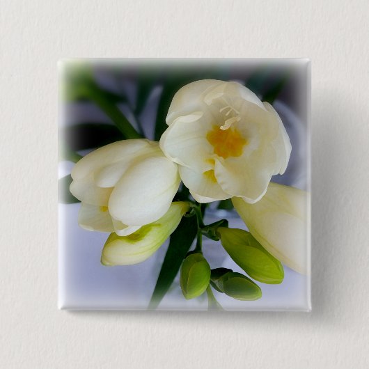 witte gele diepte vierkante button 5,1 cm (Voorkant)