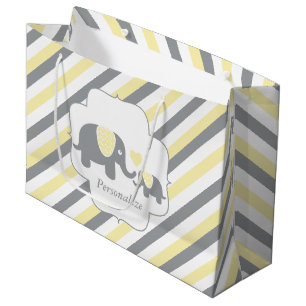 Witte, gele en grijze Baby shower Large Cadeautasje