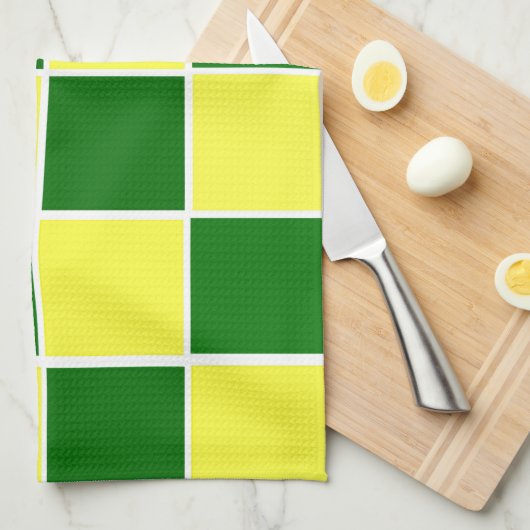 Witte, gele en groene controleurs keukenhanddoeken (Quarter Fold)