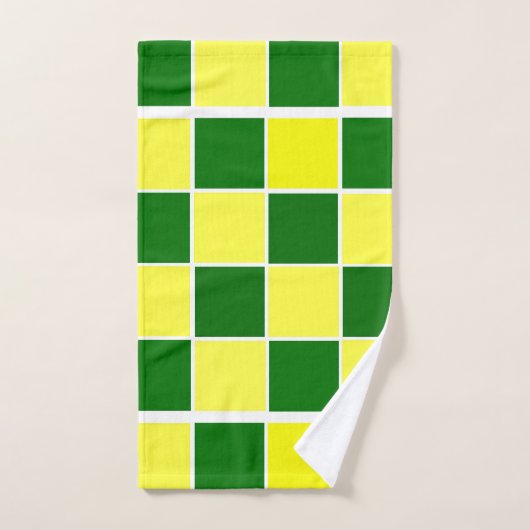 Witte, gele en groene vierkantjes bad handdoek (Handdoek)