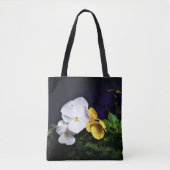 Witte gele en Paarse pansies Tote Bag (Voorkant)