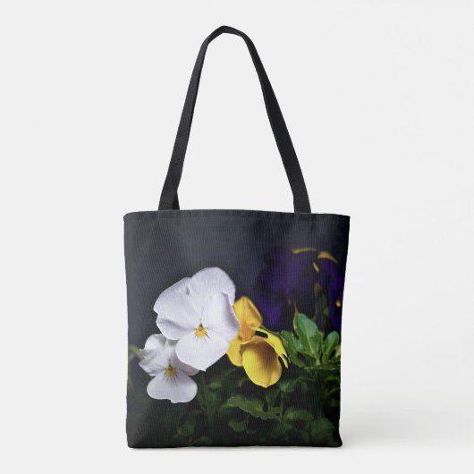 Witte gele en Paarse pansies Tote Bag (Achterkant)