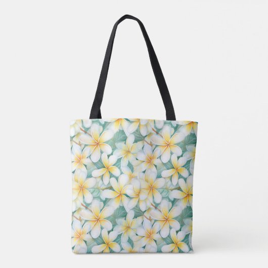 Witte & Gele Frangipani All-Over-Print Canvas tas (Achterkant)