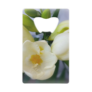 witte gele fresia creditkaart flessenopener