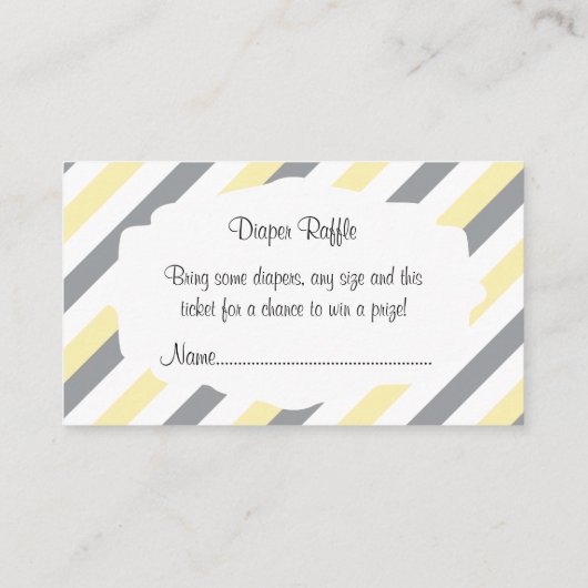 Witte, gele & grijze streep olifanten luier Raffle Informatiekaartje (Achterkant)