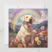 Witte Gele Lab Regenboog Hemelbrug Hond Naam Kaart (Voorkant)