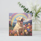 Witte Gele Lab Regenboog Memorial Brug Hond Naam Kaart (Staand voorkant)