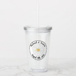 Witte Gele Madelief Bloem Bloemige Bruiloft Acryl Drinkbeker