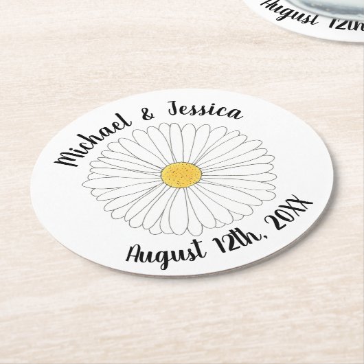 Witte Gele Madelief Bloem Bloemrijke Tuinfeest Ronde Kartonnen Onderzetter (Gebogen)