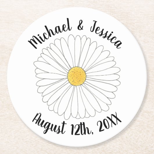 Witte Gele Madelief Bloem Bloemrijke Tuinfeest Ronde Kartonnen Onderzetter (Voorkant)
