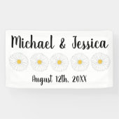 Witte Gele Madelief Bloem Bloemrijke Tuinfeest Spandoek (Horizontaal)