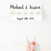 Witte Gele Madeliefjes Bloem Bloementuin Feest Spandoek (Insitu)