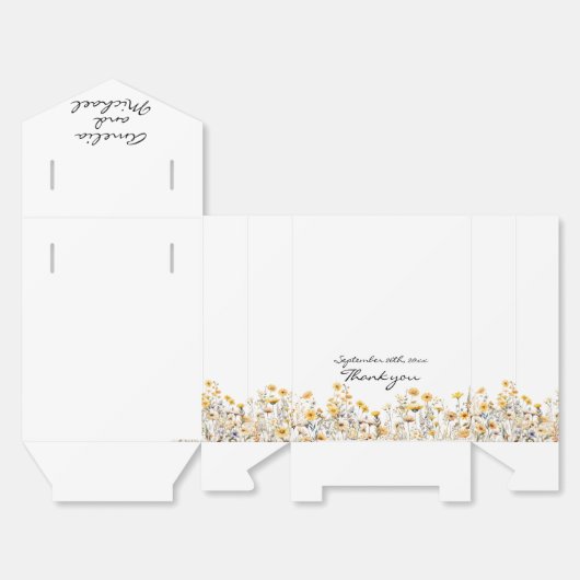 Witte Gele Meadow Wildbloemen Bruiloft Bedankdoosjes (Ongevouwen)
