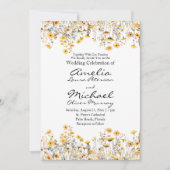 Witte Gele Meadow Wildbloemen Bruiloft Kaart (Voorkant)