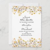 Witte Gele Meadow Wildbloemen Bruiloft Save The Date (Voorkant)
