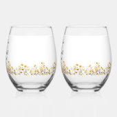 Witte Gele Meadow Wildbloemen Bruiloft Wijnglas Zonder Voet (Links)