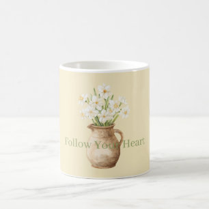 Witte Gele Narcissen Bloem Koffiemok