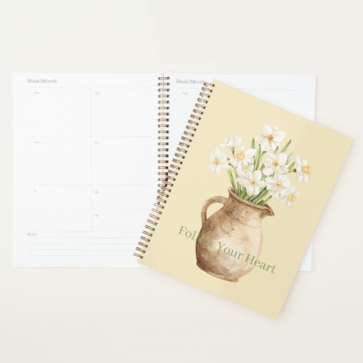 Witte Gele Narcissen Bloem Planner (Display)