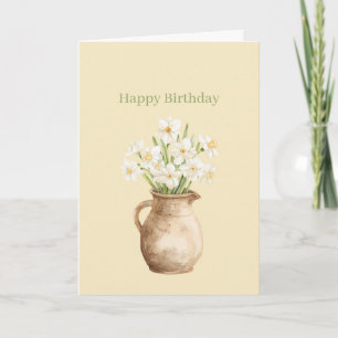 Witte Gele Narcissen Bloemige Verjaardag Kaart