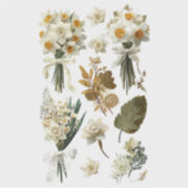 Witte Gele Narcissen Lente Pasen Bruiloft Sticker (Voorkant)