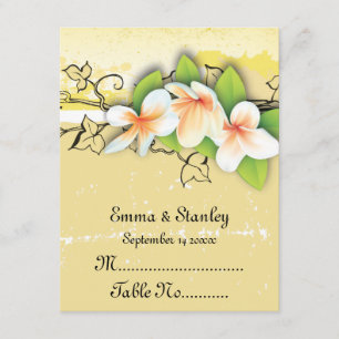 Witte gele plumeria klimop plaatskaart in vintage 