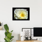 Witte Gele Roos Bloem Kunstprinten Poster (Thuiskantoor)