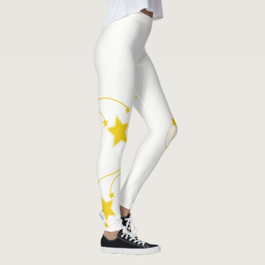 Witte Gele Sterren Broek Leggings (Rechts)
