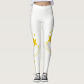 Witte Gele Sterren Broek Leggings (Voorkant)