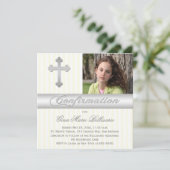 Witte gele strepen bevestiging foto uitnodiging (Staand voorkant)