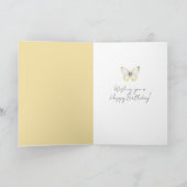 Witte Gele Vlinder Verjaardag Kaart (Binnen)