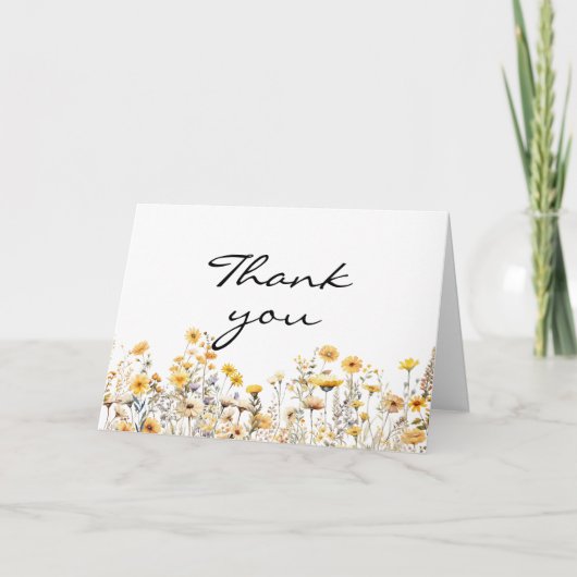 Witte gele weidebloemen bedankkaart (Voorkant)