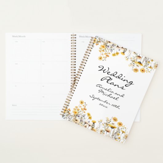 Witte Gele Weiland Wildbloemen Bruiloft Planner (Display)