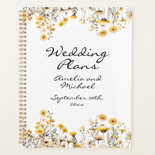 Witte Gele Weiland Wildbloemen Bruiloft Planner (Voorkant)
