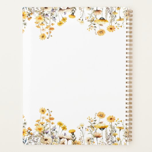 Witte Gele Weiland Wildbloemen Bruiloft Planner (Achterkant)
