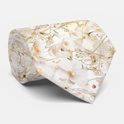 witte gele wilde bloemen stropdas (Opgerold)