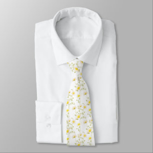 witte gele wilde bloemen stropdas