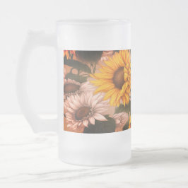 Witte & gele zonnebloemen #3 - matglas bierpul