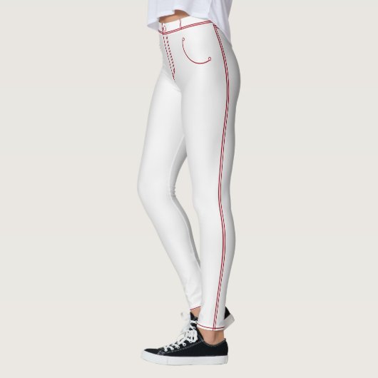Witte geleiders met rode streep moderne Leggings (Links)