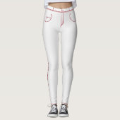 Witte geleiders met rode streep moderne Leggings (Voorkant)