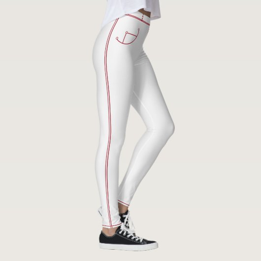 Witte geleiders met rode streep moderne Leggings (Rechts)