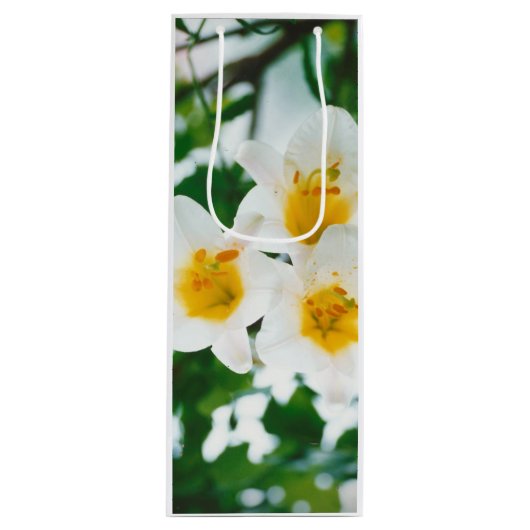 Witte gelilies - Lily Flower Lilium candidum Wijn Cadeautas (Voorkant)