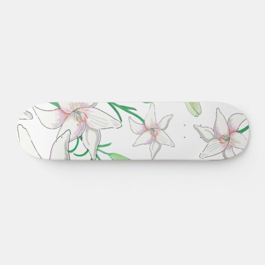 Witte gelilies persoonlijk skateboard (Horizontaal)