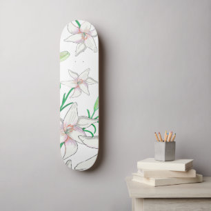 Witte gelilies persoonlijk skateboard